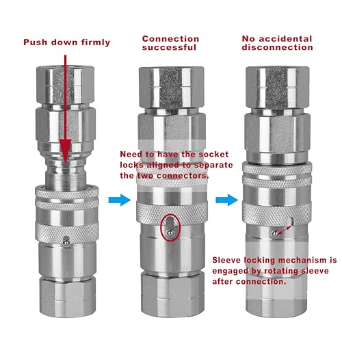 Image of 1 /2 inch NPT Carbon Steel Flat Face Type Hydraulic Quick Connect Coupling,ISO 16028 with 2 Sets Dust Caps,Quick Disconnect Coupler