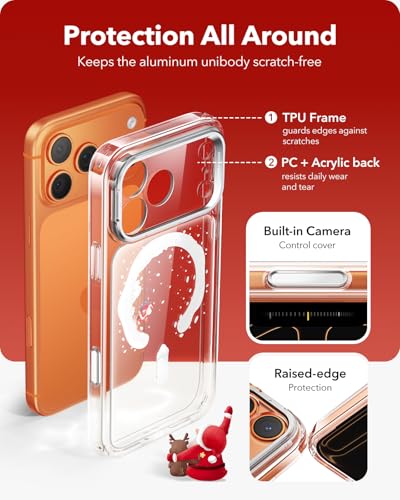 Image of ESR for iPhone 17 Pro Case with Stand, Camera Control Cover Compatible with MagSafe, Military-Grade Drop Protection Magnetic Phone Case for iPhone 17 Pro, Scratch-Resistant Back Cover,Santa Skater