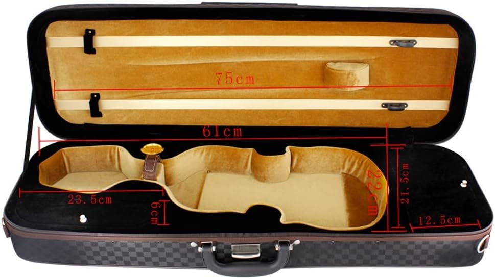 4/4 Violin Case Storage Bag Flannel Square Case Violin Case String Instrument Accessories Built-in Hygrometer