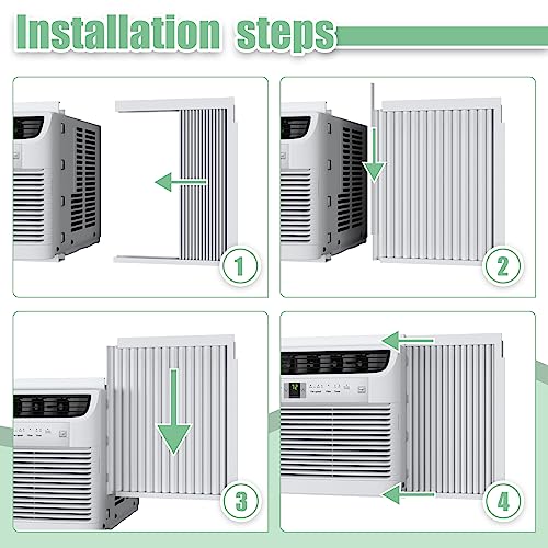 Memrita Window AC Side Panels with Frame Set,Air Conditioner Accordion Filler Curtain Replacement for Window AC Units,Fits Most 8,000 BTU Units,White,2 Pack by Memrita - Image 7
