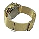 VISIONU Sprechende Armbanduhr, analog, mit Alarm, Anzeige von Uhrzeit und Datum in französischer Sprache, für Blinde und Sehbehinderte, Farbe: Gold, goldfarben, Armband