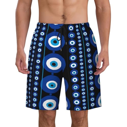 Blue Greek Evil Eye Amulet Nazar Men's Beach Shorts Summer Swim Trunks Quick Dry Casual Swim Beach Shorts