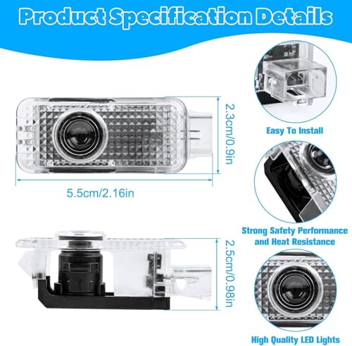 Dixhills 4 Stück Autotür Led Licht Projektor Türprojektoren Türlicht Logo Einstiegsbeleuchtung Türbeleuchtung Einstiegsbeleuchtung Zubehör Ersatz für A1/A3/A4/A4L/A5/A6/A6L/A8/R8/TT/Q5/Q7