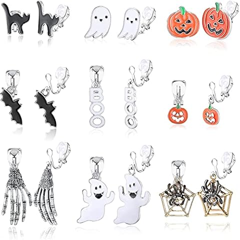 LOLIAS 9 Pares Halloween Pendientes Clip para Mujer Cover