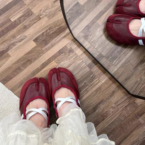 Tabi Ballet Flats Shoes for Women Dressy Casual Split Toe Wide Width Mary Jane Comfortable Leather Loafers4