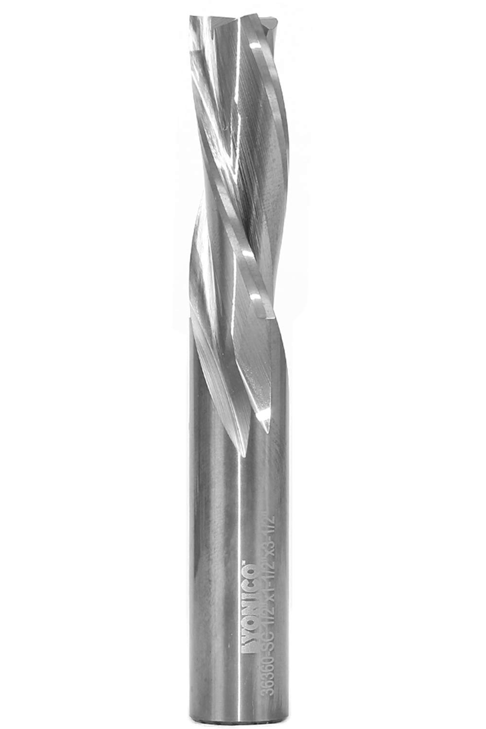 YONICO Downcut Router Bits Spiral 3 Flute Solid Carbide CNC Low Helix End Mill 1/2-Inch Diameter 1/2-Inch Shank 36360-SC