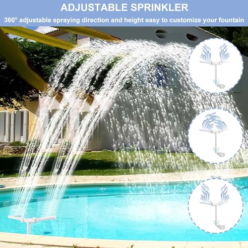 Pool Springbrunnen, Dual Spray Einstellbare Wasserbrunnen Pool Wasserfall mit Adapter Belüfte, Wasserfontäne für Garten Inground Pools, Pool Zubehör für Spa Kühles Warmes Wasser Temperaturen – Bild 4