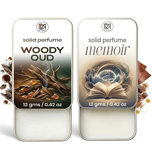 Image of Dr.Mashur Solid Perfume |Woody oud&Memoir Alcohol Free Wax Perfume Balm, Long Lasting | Pocket Tin 12g, Pack Of 2| Non Greasy Smooth Glide, Travel Friendly Men And Women