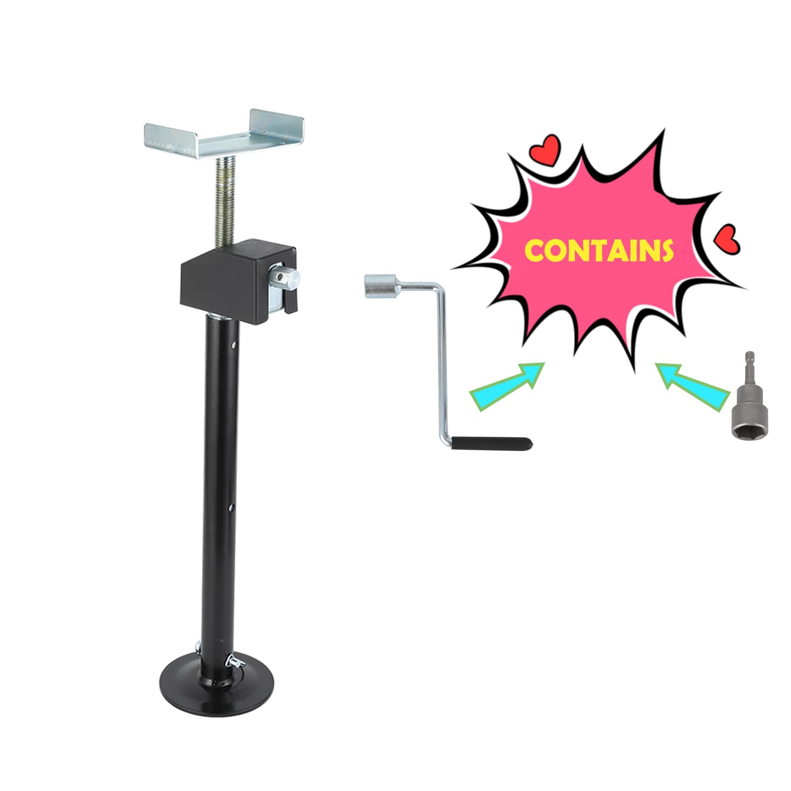 Garvee Wysuwane podnośniki do kampera (zestaw 4 szt.) - 9 kg wytrzymałe podnośniki stabilizatora do kampera, regulowane szybkie podnoszenie 53-124 cm, wiertarka elektryczna i korba ręczna