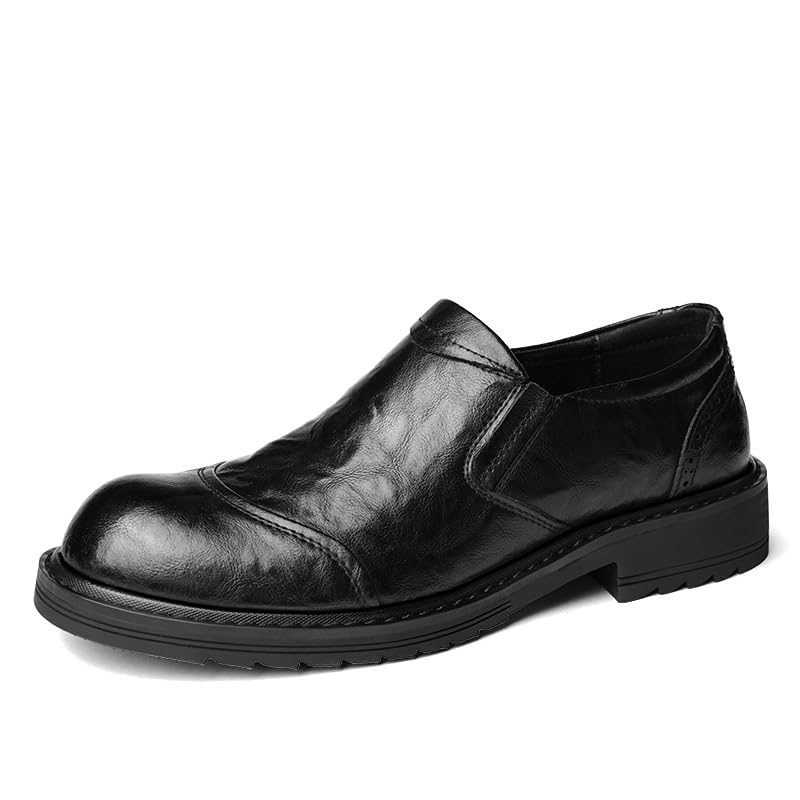 Men's Brown Dress Shoes Slip-Ons Genuine Leather Oxford Classic Formal Tuxedo Derby
