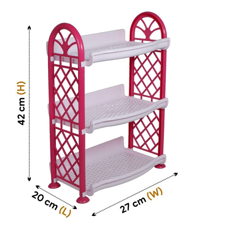Image of Simply Home Rexo 103 Multipurpose Plastic Organising Rack Set, 3 pc Rack, Pink Color