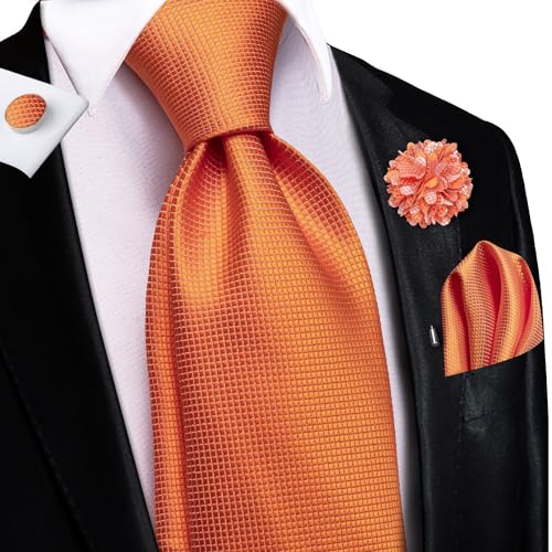 Image of Hi-Tie Men's Tie Lapel Pin Set Pocket Square Cufflinks Formal Woven Silk Tie Sets Wedding Party