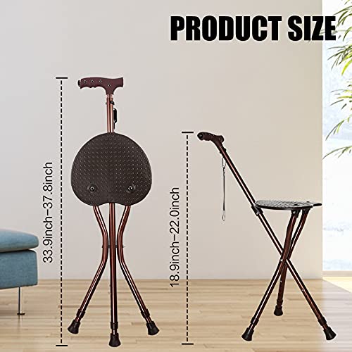 Image of Yayayo Hold 440 lbs Folding Canes with Seat Walking Stick Height Adjustment Cane Seat Capacity Frosted Handle with Magnetic Therapy Stone Crutches Stool