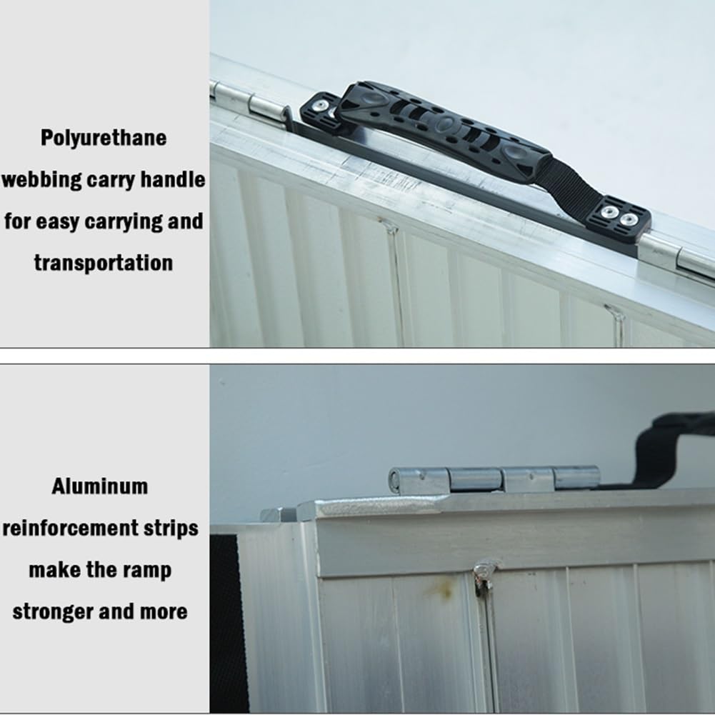 Przenośna Rampa dla Wózków Inwalidzkich, Lekka Aluminiowa Rampa dla Osób Niepełnosprawnych z Powierzchnią Antypoślizgową, do Skuterów Inwalidzkich, Werand, Drzwi Wejściowych(4ft/120cm)