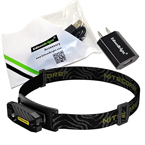 EdisonBright Nitecore T360 45 Lumen USB Rechargeable LED headlamp USB Charger USB Cable