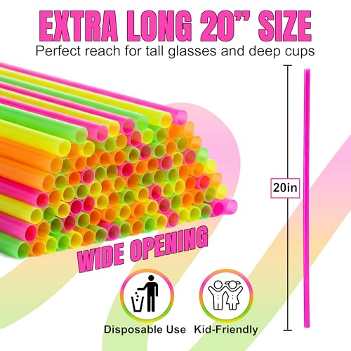 Pitillos neón extra largos de 20 pulgadas - Pack 300 unidades miniatura 2