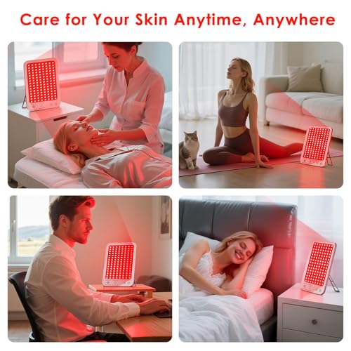 Image of Red Light Therapy for Face Body, Red Light Panel with Adjustable Stand, 660nm and 850nm Near Infrared Therapy Lamp with 3 Modes, 6 Adjustable Brightness and Timer, Home and Travel Use,Gift for Women