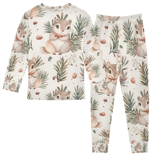 senya Cute Cartoon Squirrel Pajamas Set Long Sleeve Soft Cotton Sleepwear 2 Piece2