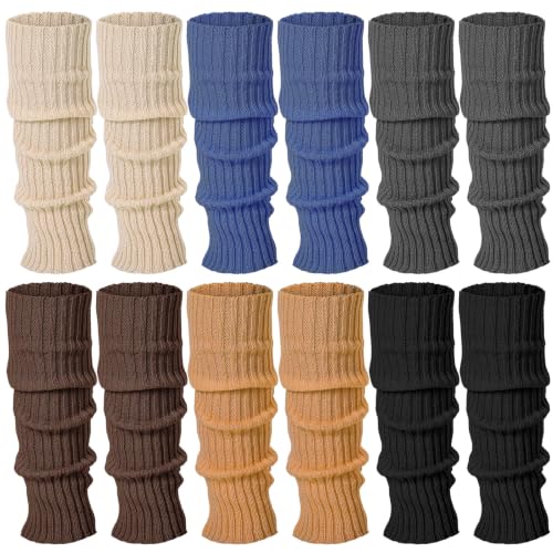 Image of Sintege 6 Pairs Leg Warmers for Girls Women | Kawaii Japanese Style Design, Soft Knitted Slouchy Boot Socks, Cute School Outfits Accessory for Girls, Lolita Costume