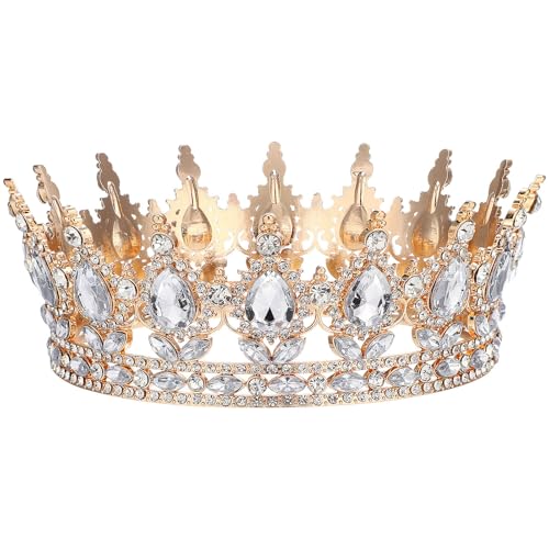 Corona de aleación vintage con gemas de imitación labradas de alta joyería para novias refinadas