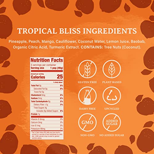Re-Harvest Provisions Smoothie Pops | Tropical Bliss Recover All Day 10 Pack | Frozen Fruit + Vegetables + Superfoods | Dairy-Free, Vegan, Gluten-Free, No Sugar Added | Eco-Friendly And Zero Waste | 1.6Oz Each #TOP1