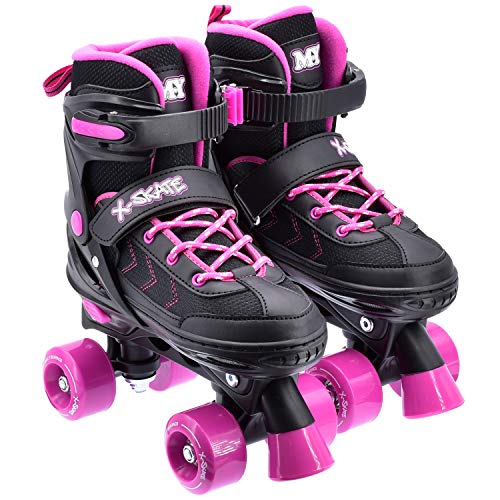M.Y X-Skate Adjustable Quad Roller Skates Black & Pink
