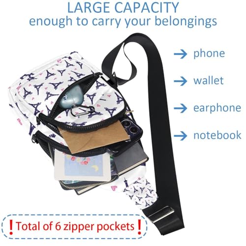 Bolso bandolera de la Torre Eiffel de París: mochila cruzada multicolor para senderismo 6