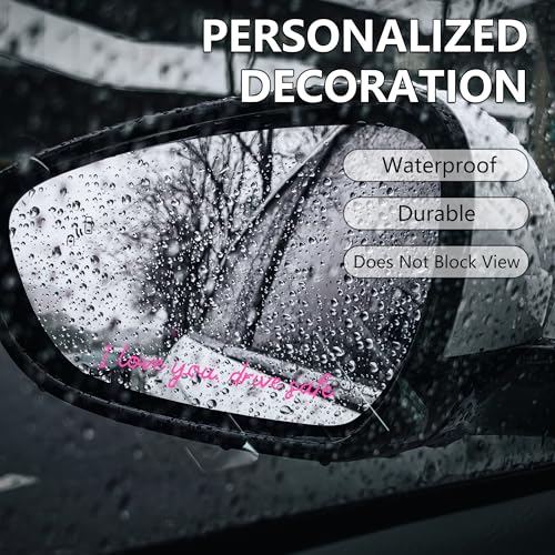 Image of 3pcs I Love You Drive Safe Mirror Sticker Cute Rear View Mirror Sticker | Heart Star Car Decals for Women Waterproof Vinyl Car Stickers Valentines Day Gifts for Couples, Parents, New Drivers