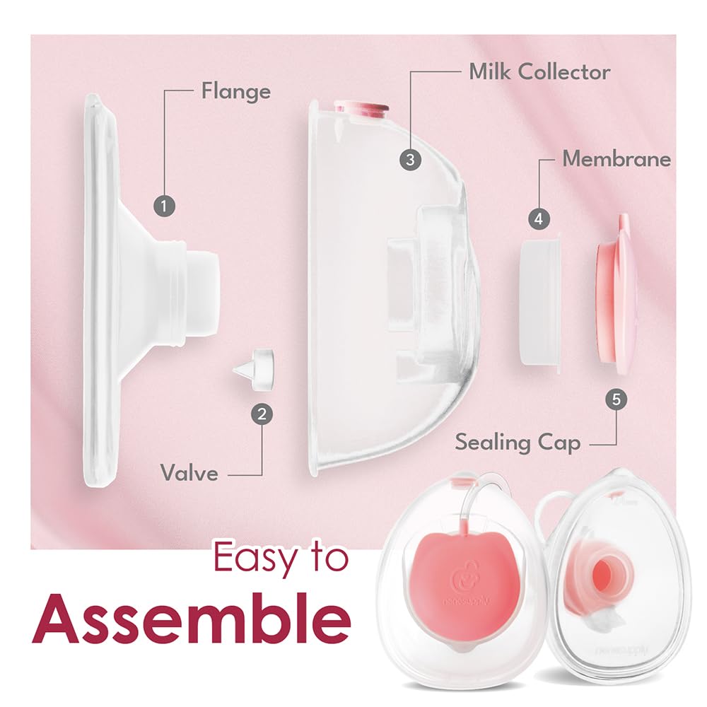 Nenesupply Tazze da collezione indossabili a mani libere compatibili con Spectra S1 S2 9 Plus Tiralatte Cara Coppe 24mm Flange in silicone Sostituzione per Spectra Pompa Parti Accessori 19 21mm