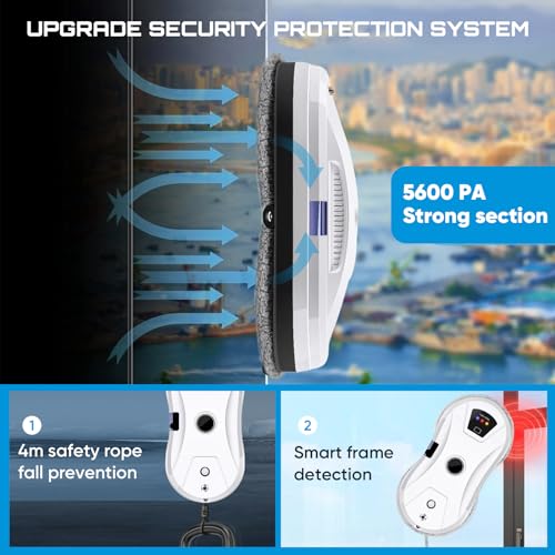 Memows Window Cleaner Robot, Smart Automatic Window Cleaning Robot with Water Spray, Electric Intelligent Robot Windows Cleaner Glass Cleaning with Remote Control 2800Pa Suction - Image 4