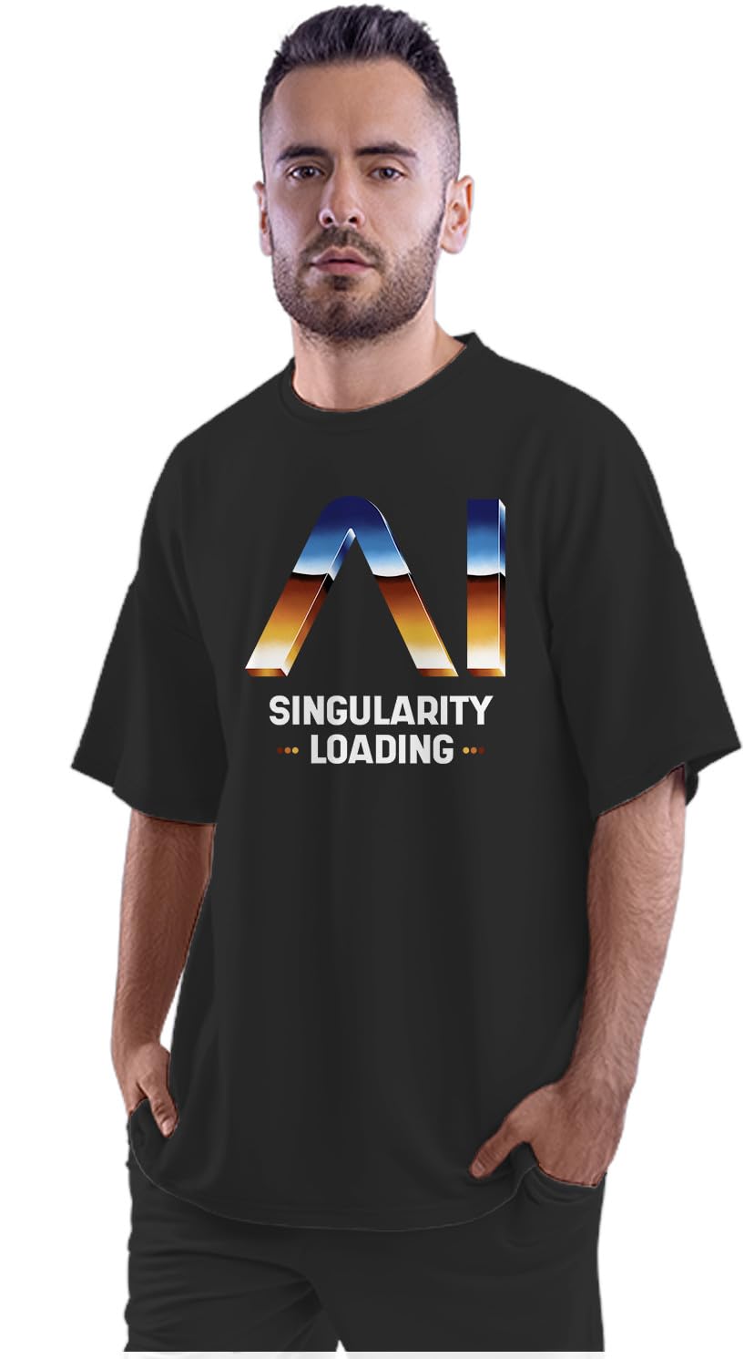 HeybrohOversized T-Shirt AI Singularity Loading Men's Women's Unisex 100% Cotton