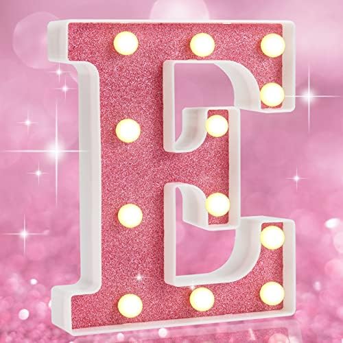 Amazon.com: Light Up Pink Alphabet Marquee Letters Sign, Glitter LED ...