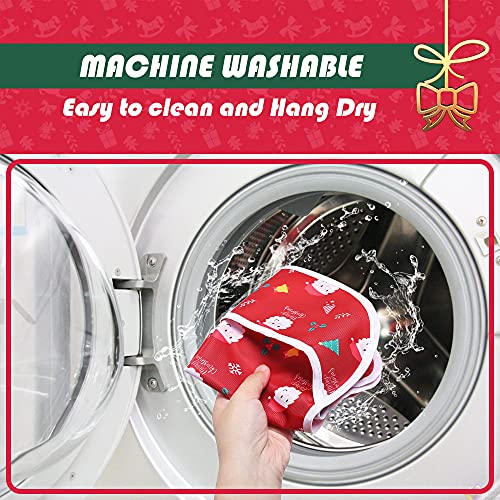 Little Dimsum Christmas Feeding Baby Bibs Waterproof Drool Christmas Bib Coverall 2 PCS Set Adjustable Closure for Babies Toddlers with Large Pocket (6-36 Months)4