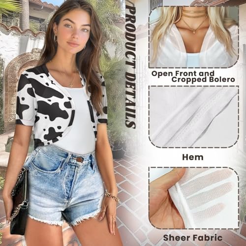 Image of Womens Short Sleeve Bolero Shrug Open Front Knit Cropped Cardigan Shoulder Cover for Dress Cute Casual Knit Cover Up
