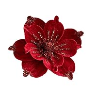 Produktbild von DUDNJC 6 Stück Weihnachtsblumen, Glitzer, Seide, Weihnachtsstern, Spray, Schneestäbchen, Künstliche Blumen, Stoff, Weihnachtsstern, Strauß, Baumschmuck Für Bastelarbeiten, Kränze, Urlaub