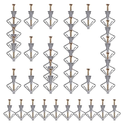 Youding Tasselli da parete in cartongesso, Ancoraggi per pareti cave, installazione cava con tappo di scarico, tasselli da parete in cartongesso, armadietti TV, tasselli a parete cava con viti per