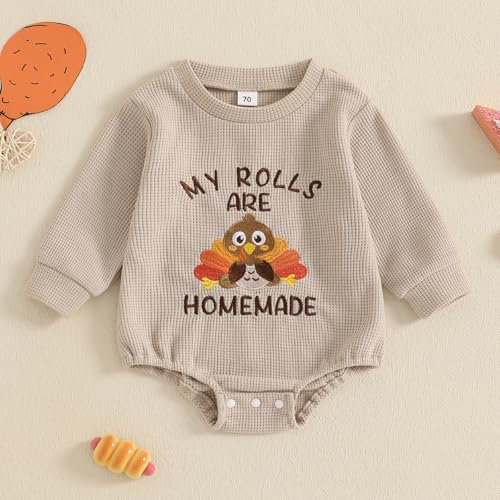 Infant Baby Boy Girl Thanksgiving Outfit Jumpsuit Turkey Embroidery Stripe Onesie Bubble Romper Newborn Fall Clothes2