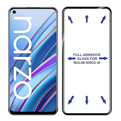 Image of HD Tempered Glass Screen Protector Compatible For Realme Narzo 30 5G With Edge To Edge Coverage And Easy Installation Kit