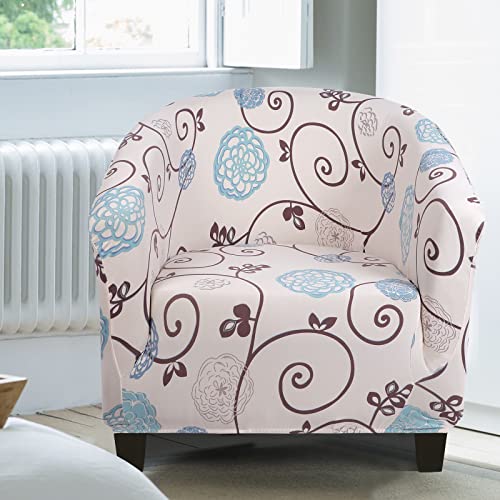 Image of SearchI Club Chair Slipcover Stretch Barrel Chair Covers Printed Tub Chair Slipcovers Soft Spandex Armchair Sofa Cover Removable Couch Furniture Protector Arm Chair Cover for Living Room (Ball Flower)
