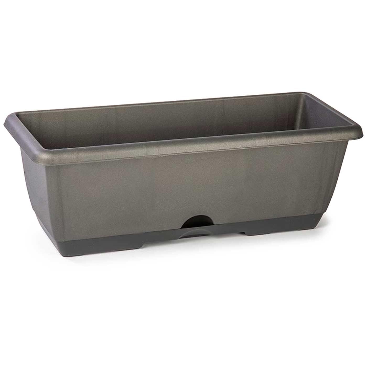 AC - Jardinera con Plato - Fabricado en Polipropileno - PLFT - Macetero para Jardin - Maceta para Plantas y Flores Rectangular de Plástico con Agujeros de Drenaje - 50 cm - Color Antracita — view 24