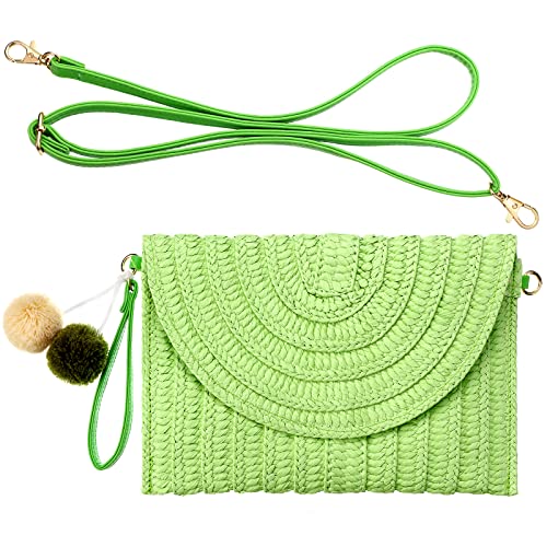 Image of Frienda Straw Purses for Women Straw Clutch Crossbody Bag Summer Beach Shoulder Bag Woven Envelope Wallet Handbags