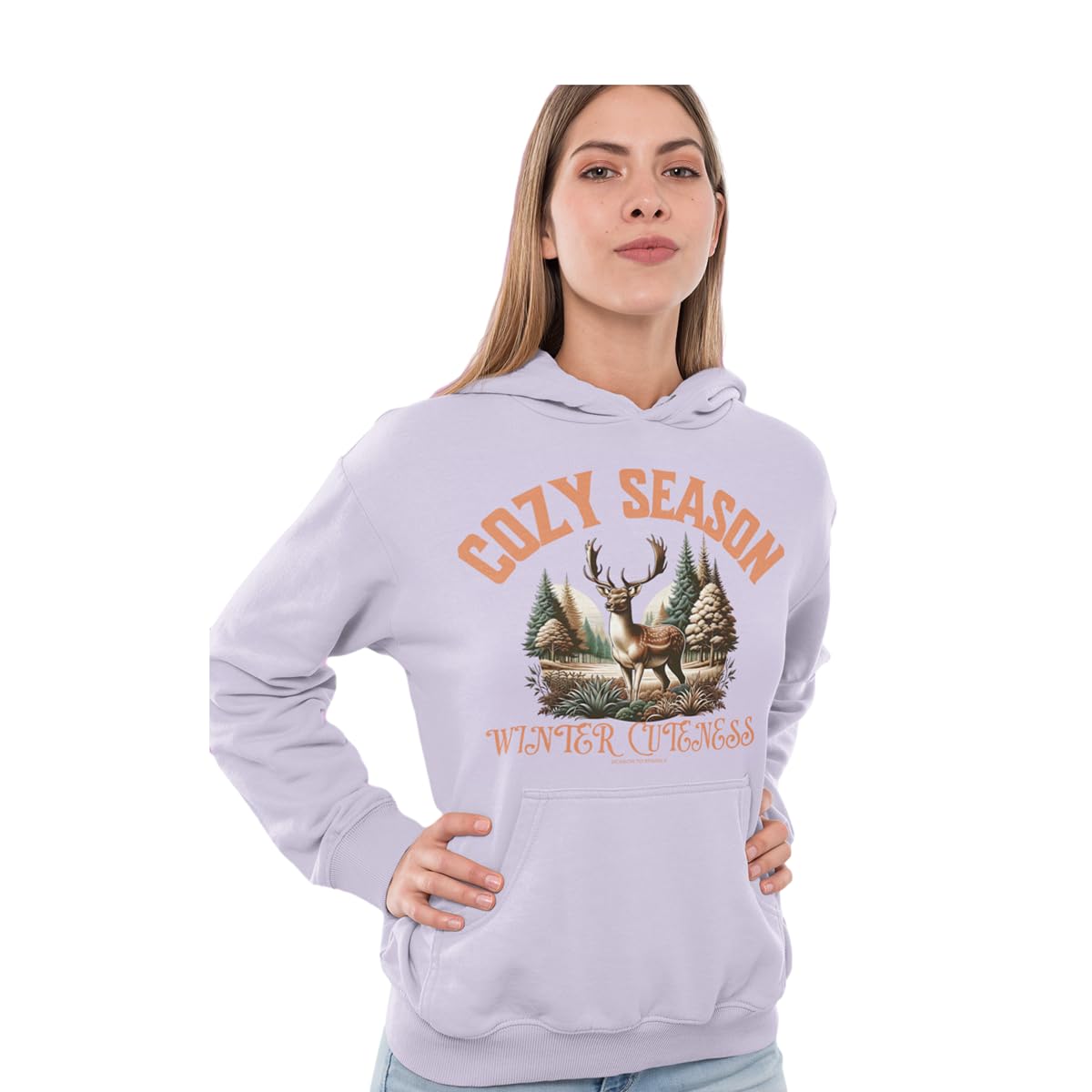 custom Hoodies for Women | 300 GSM |Cotton Fleece Hoodie | Printed | Pullover| Ribbed Hem | Blue | Pink | Lavende | Black | Grey | Mint | Sky Blue | Green | Plus Size (Lavender)-picture-37