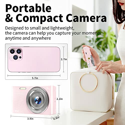 Vjianger Digital Camera 4K 44Mp With 32Gb Sd Card, 2.4 Inch Point And Shoot Camera With 16X Digital Zoom, Compact Mini Camera Kids Camera For Teens Boys Girls Adults Students Seniors(Dc6-X3 Pink1) #TOP6