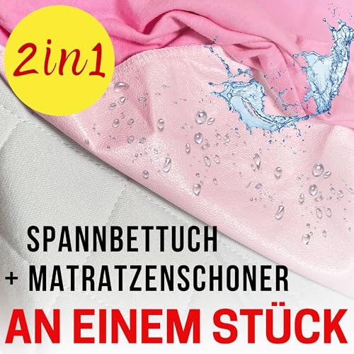 Bisoo Zauberlaken Spannbettlaken Wasserdicht 50x100 Rosa für Beistellbett – Ansicht 3