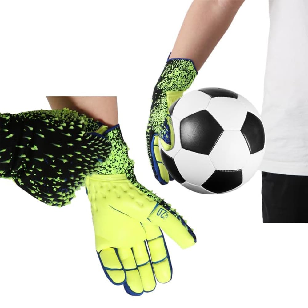Guantes de portero de fútbol para niños, jóvenes y adultos, guantes de fútbol ajustados de cuero con agarre adhesivo para niños, niños, adultos, portero de fútbol, ​​beneficios antideslizantes 10 C