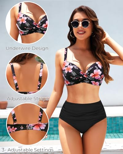 Image of Aqua Eve Women Underwire Bikini Top - Push Up Swimsuit Top Bra Padded Bathing Suit 2026 Twist Front Swimwear