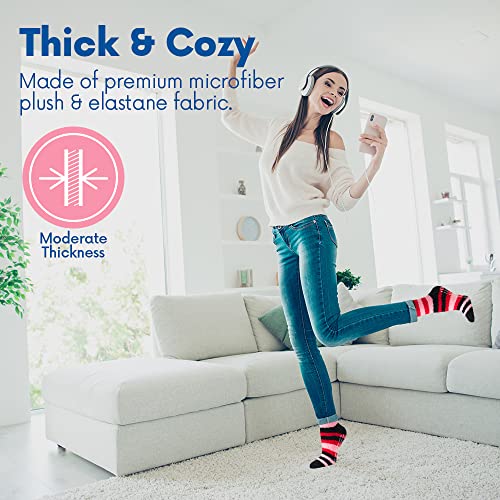 Image of Debra Weitzner Fuzzy Socks for Women Non-Slip Warm Cozy Socks Fluffy Fleece Slipper Socks With Grips 5 /6 Pairs