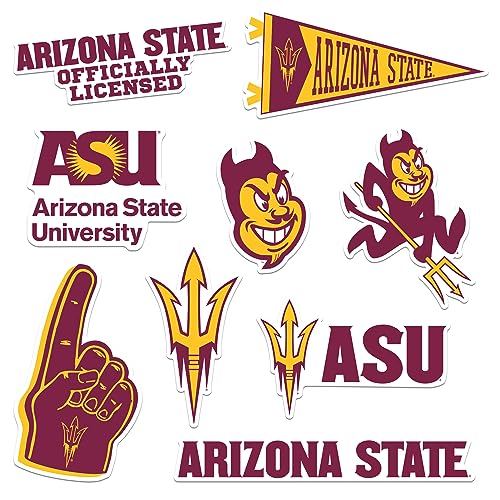 Image of Arizona State University Premium Vinyl Sticker Pack - Large Waterproof Decals for Laptop, Water Bottle, Tablet, Car, Skateboard & More - Officially Licensed ASU Sun Devils Set of 8