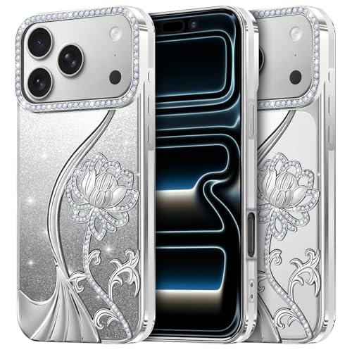 Coque iPhone 17 Pro LEVIOSA paillettes argentées en TPU souple antichoc