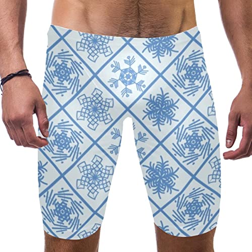 Maillot de bain long homme haut de gamme imprimé flocon bleu multicolore S